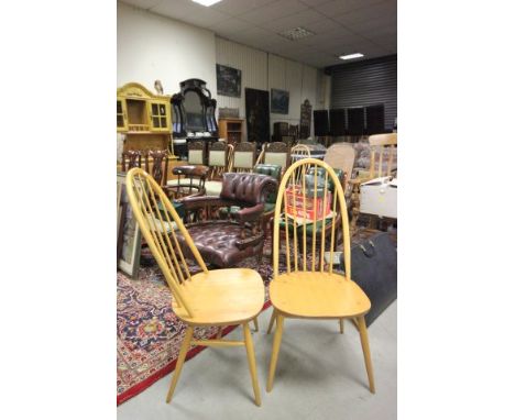 Pair of Ercol Hoop Back Beech and Elm Dining Chairs