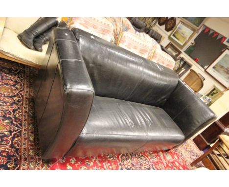 Contemporary black leather sofa