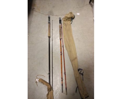 Three piece fly fishing rod and one other and a vintage stove