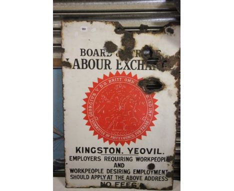 Early 20th C enamel sign with crowned cipher of George V within red privy council seal 91x61cm