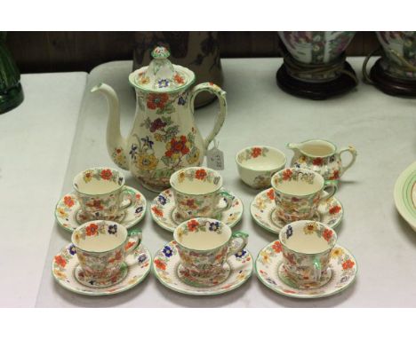 Mason's 'Bible Pattern' coffee set containing coffee pot six coffee cups & saucers, milk & sugar