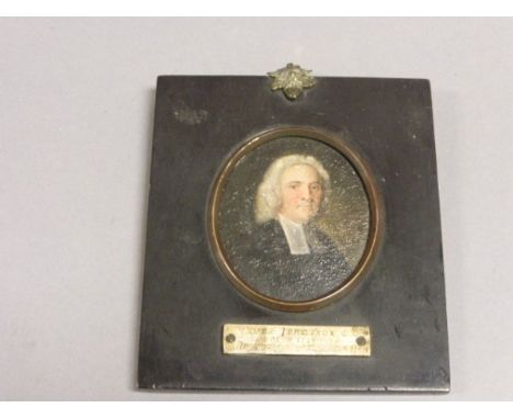 Oil painting miniature portrait Jame Ibboton Rector DD 1784