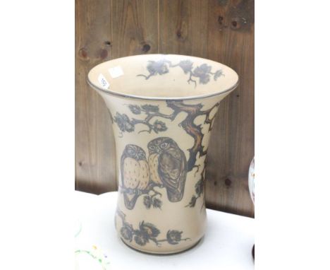 Hjorth Bornhams Danish ceramic vase with owl decoration