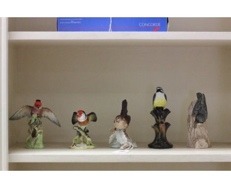 Five ceramic birds including 2 Goebel Royal Adderley, Crown Staffordshire & Tuscan