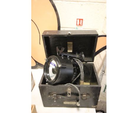 Morse Code Lamp with Sight in Wooden Box marked Admiralty Pattern 16410