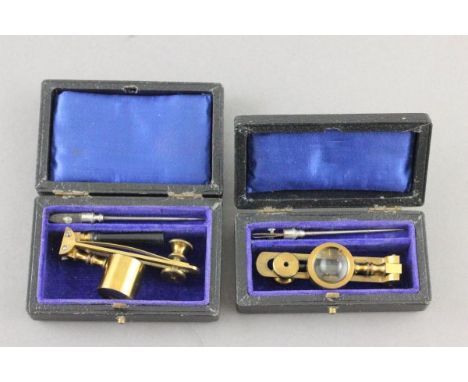 Two vintage cased miniature field microscopes