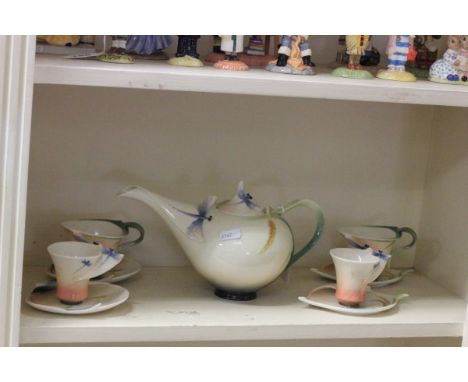 Franz Ceramic 'Dragonfly' tea service including teapot plus four cups & saucers