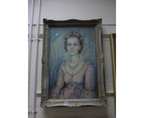 Mollie Forestter Walker gilt framed pastel portrait of Women 49cm x 76cm