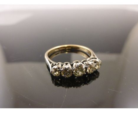 9ct Gold ring set with a row of five diamonds