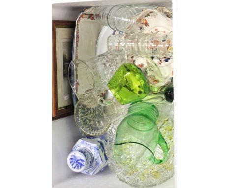 Mixed lot of ceramic & glass including retro rye pottery dish, limogue butterfly dish plus a pair of prints of Bath