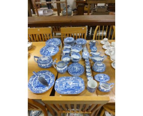 Large group of Copeland Spode Italian teaware, various ages including teapot, jug, bowl, cups and saucers