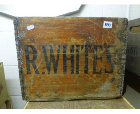 Wooden 'R Whites' bottle crate and a W. T. Allen wooden crate
