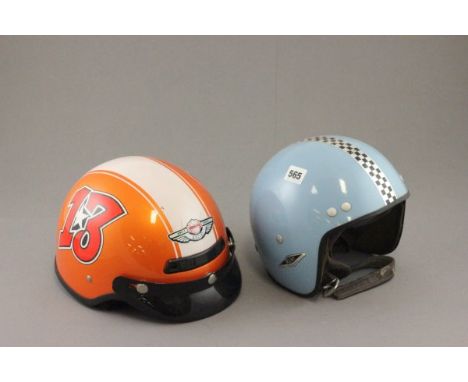 Two vintage Motorcycle helmets including MRC Cycles