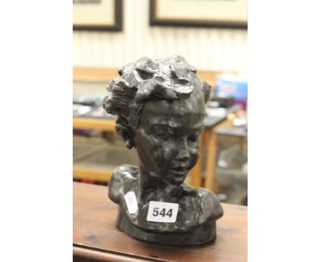 Bronzed R Moll bust of a young girl no 148/150