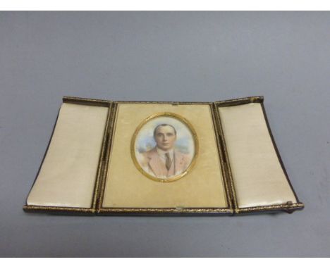Cased portrait miniature if a Gent in 1920/30's costume