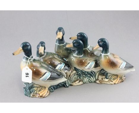 Spanish ceramic group of six ducks