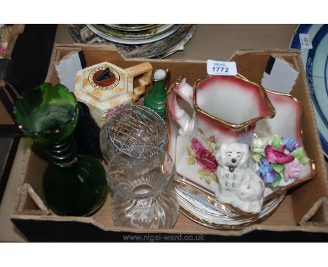 A quantity of china to include four wall plates, small Limoges plate, Royal Albert flower posy, Royal Doulton small spaniel, 