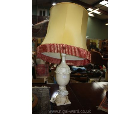 A marble Table Lamp, 22'' tall, a/f and large shade, also a/f.