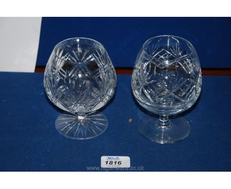 Two heavy cut glass lead crystal Brandy Balloons