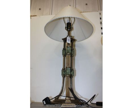 A heavy metal and glass bamboo effect Decorative Lamp