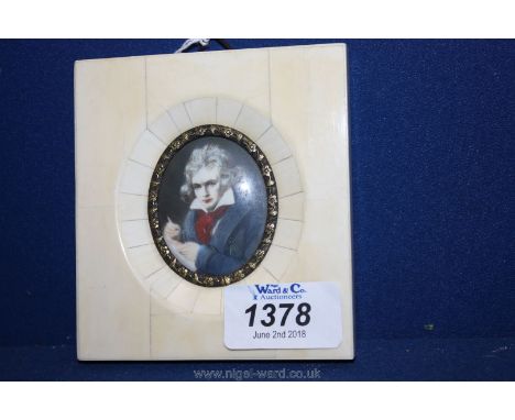 A miniature portrait of Ludwig Van Beethoven