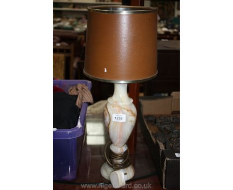 An Onyx Table Lamp, 12'' tall with shade.