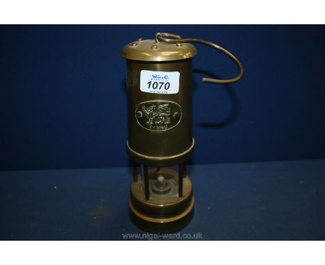 A brass Welsh Miner's Lamp