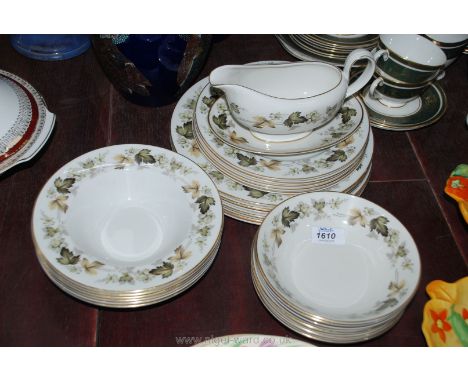 A part 'Larchmont' pattern Dinner Service by Royal Doulton including dessert bowls, soup bowls, dinner plates, tea plates, gr