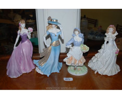 A Royal Worcester figurine 'Wedding Day', a Royal Worcester Old Country Ways 'Rose Picking Apples', a Royal Worcester 'Tea at