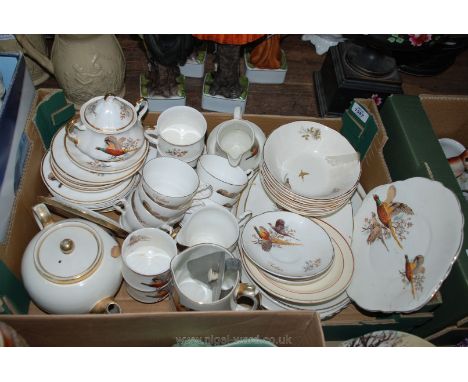 A large quantity of china including Pheasant design cups, saucers, teapot and stand, side plates, fruit bowl etc