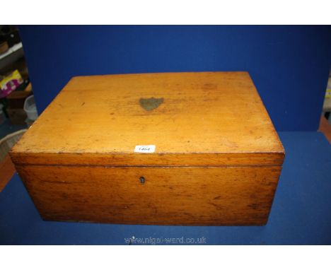 A large light Oak Cutlery Box with two brass handles