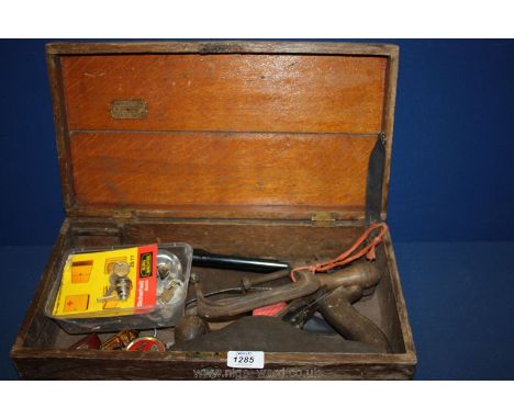 A Morris & Sons, Hereford Oak Box and enclosed tools, locks, etc