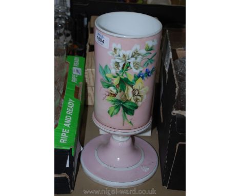 A Victorian hand painted opaque glass Oil Lamp Base