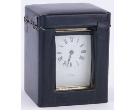A Harrod's brass cased carriage clock,
case height 4.25", original travelling case.