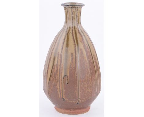 Jim Malone - large facet-cut ash glazed vase,
14.25".