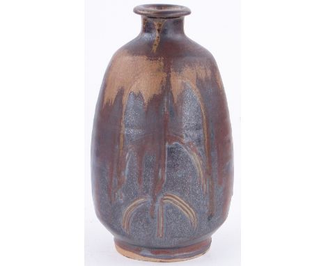 Jim Malone - Ainstable Pottery Stoneware vase,
with Tenmoko & Ash glaze, height 10".