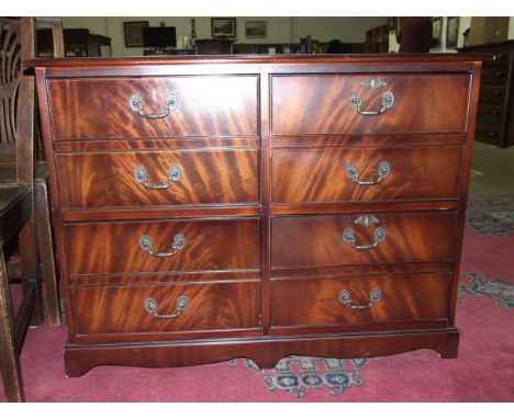 A modern mahogany four-drawer filing chest with inset leather top, 103 x 77cm. a 20th century mahogany chiming grandmother cl