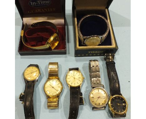 Seven gent's wristwatches by Tissot, Sekonda, Rodines, Rotary and Timex, (7).
