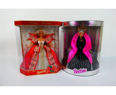 Mattel - Barbie - 2 x boxed special edition dolls, Happy Holidays 10th Anniversary from 1997, and Happy Holidays 1998 edition