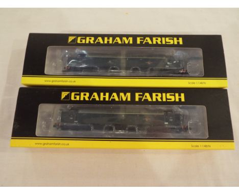 Graham Farish by Bachmann - two N Gauge model Class 40 diesel locomotives comprising  'Mauretania' # 371-180, and loco op no 