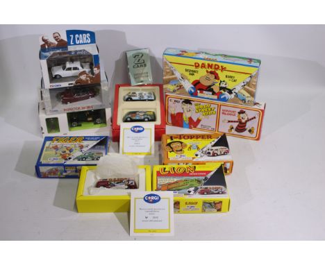 Corgi - DiBro - 9 x boxed vehicles including Inspector Morse Jaguar # 01803, Steed's Bentley 00101, Z Cars Ford Zephyr # 0050