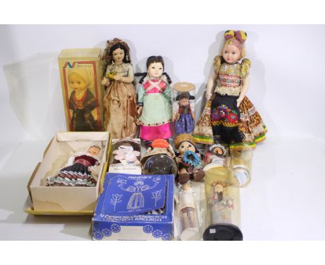 Parrs - Lidova Tvorba - A collection of vintage costume dolls including a boxed Parrs of New Zealand doll, 2 x boxed Czechosl