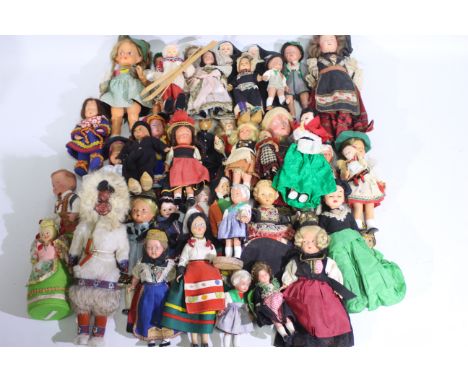 Costume Dolls - A collection of 40 x vintage costume dolls including some in Tyrolean dress, some in Nuns habits and others. 