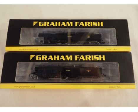 Graham Farish by Bachmann - two N Gauge model WD Austerity Class 2-8-0 steam locomotives and tenders comprising  op no 90732 