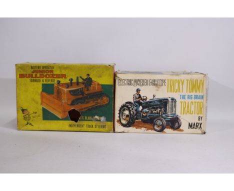 Louis Marx - 2 x boxed models, a Tricky Tommy Tractor and a Junior Bulldozer. The tractor appears in Very Good condition with