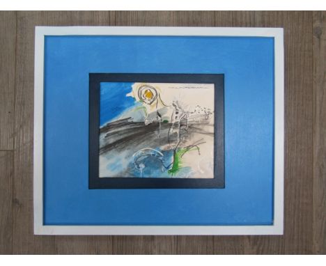 SPATE HUNTERMANN (ROBERT HUNT 1934-2014) A framed acrylic on paper titled "Gooey Huevo". Signed top right. Image size 17.5cm 
