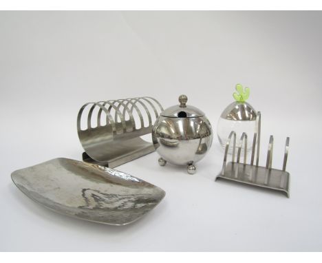 A collection of vintage stainless steel, Old Hall, Keswick &amp; Alessi including a Christopher Dresser design (5) 