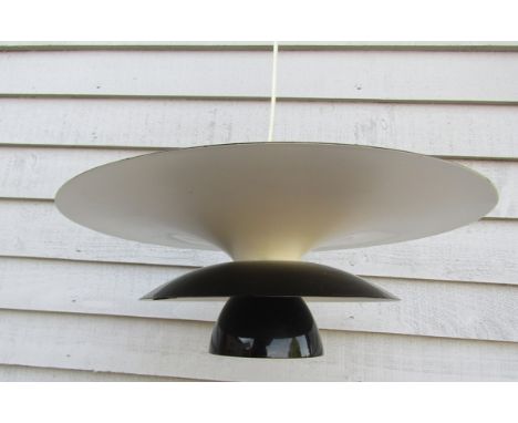 A Danish ceiling light in Poulsen style, four tiers in black and white 50cm diameter 