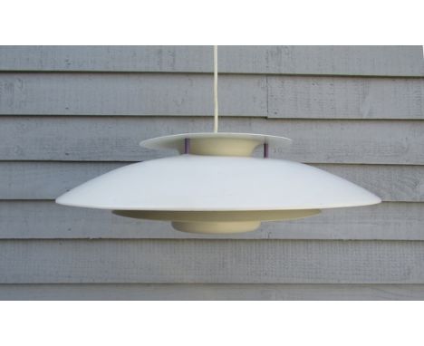 A Danish four tiered ceiling light in the Poulsen style in white, approx 47cm diameter 
