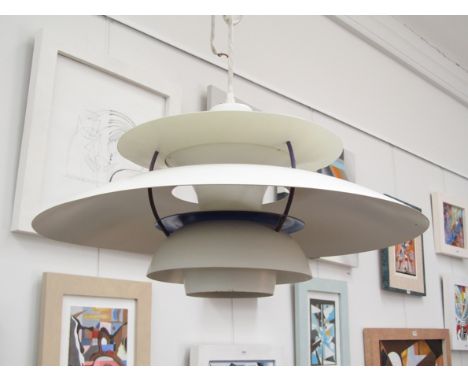 A Louis Poulsen Danish ceiling light of five tiers in white and blue 48cm diameter 